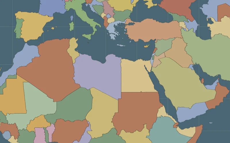 Map of The Arab Spring on the borders of the time