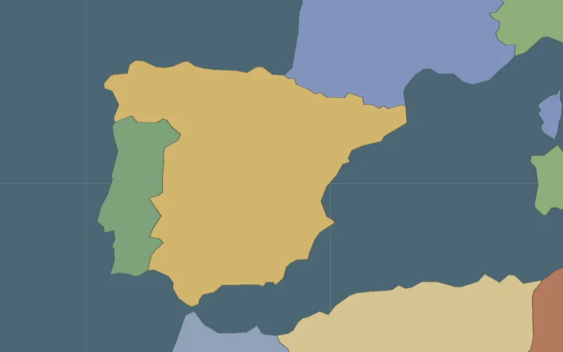 Map of The Spanish Civil War on the borders of the time